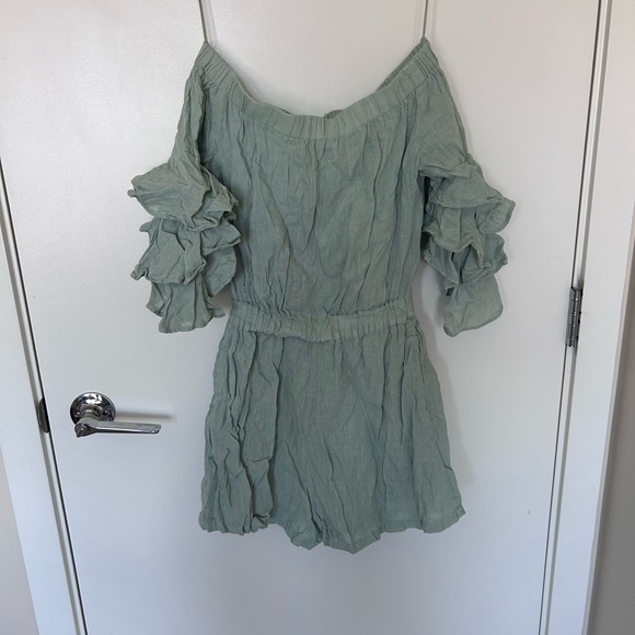 ZARA ruffled linen romper - Picture 7 of 10